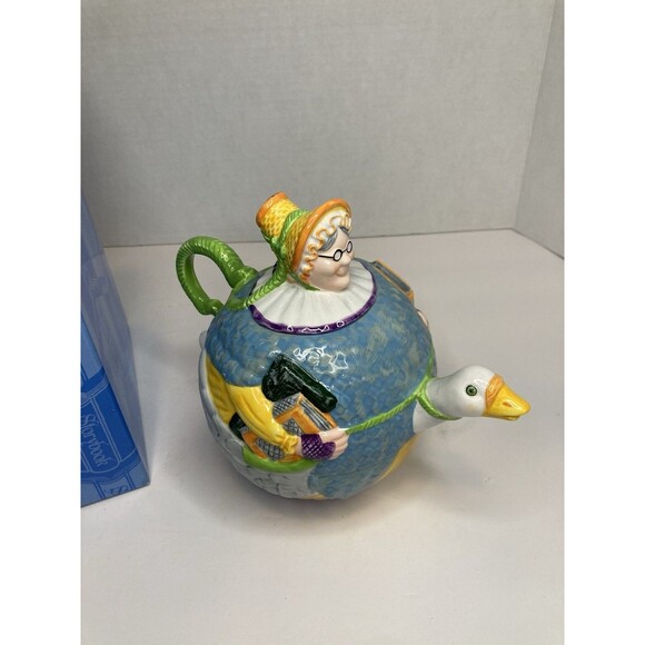 Retired Dept 56 Mother Goose Story Book Ceramic Tea Pot & Cup In One Vintage - Picture 6 of 9